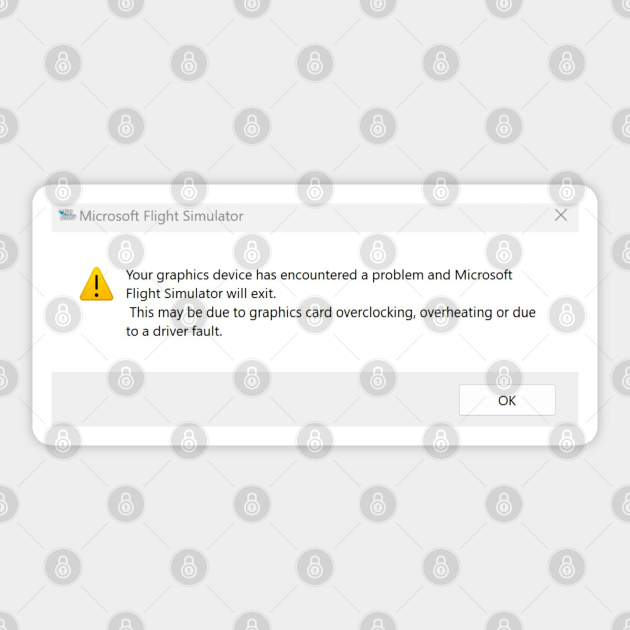 MSFS Crash Graphics Error Message Dpe1974 Sticker TeePublic